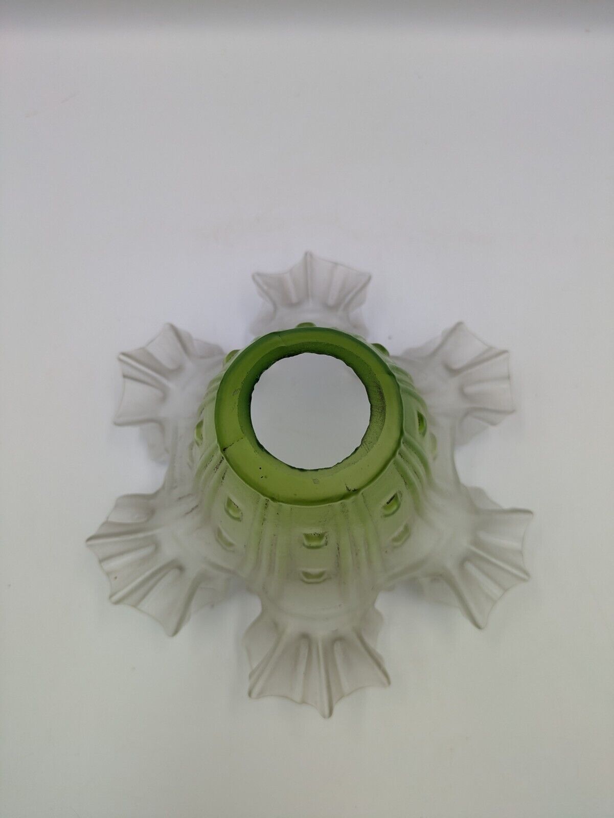Antique Lamp Shade Green Ruffled Art Nouveau Frilly Pendant Light shade Tulip