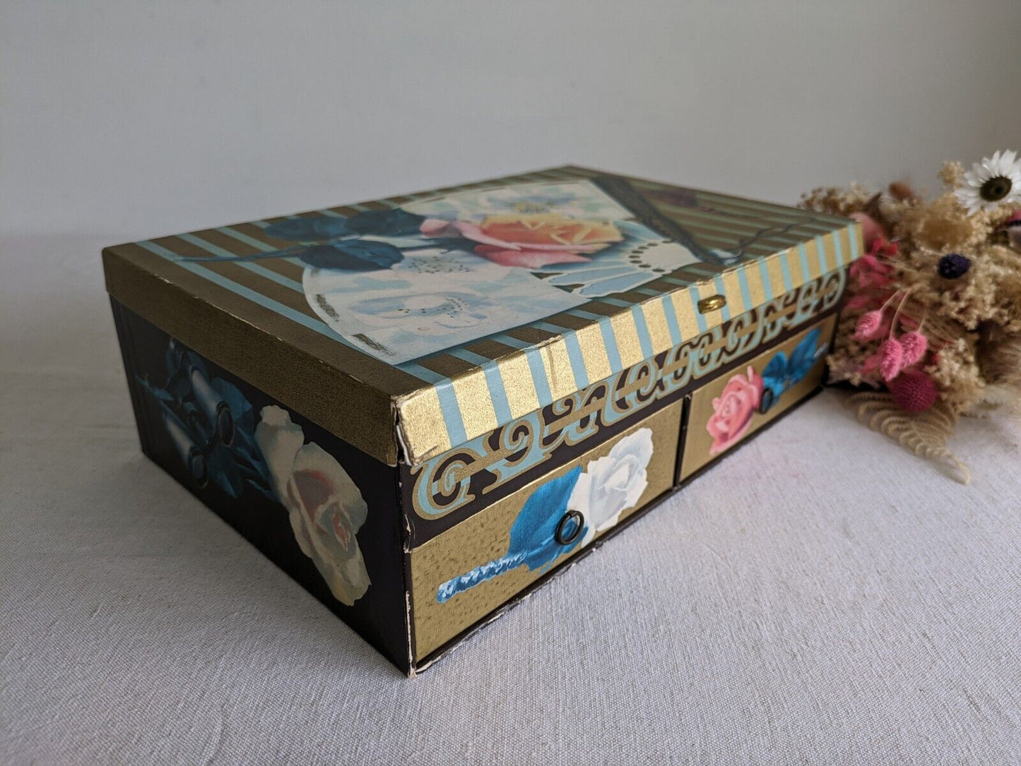 Vintage Chocolate Box Drawers To Store Jewelery Sewing Buttons Craft Cardboard