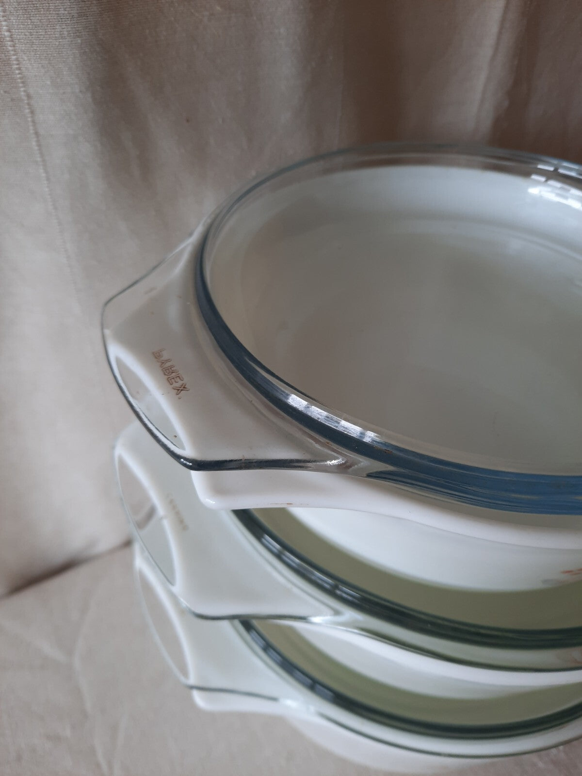 3 Vintage Pyrex Blue Iris Casserole Dishes + Lids Graduated Stacking Set three