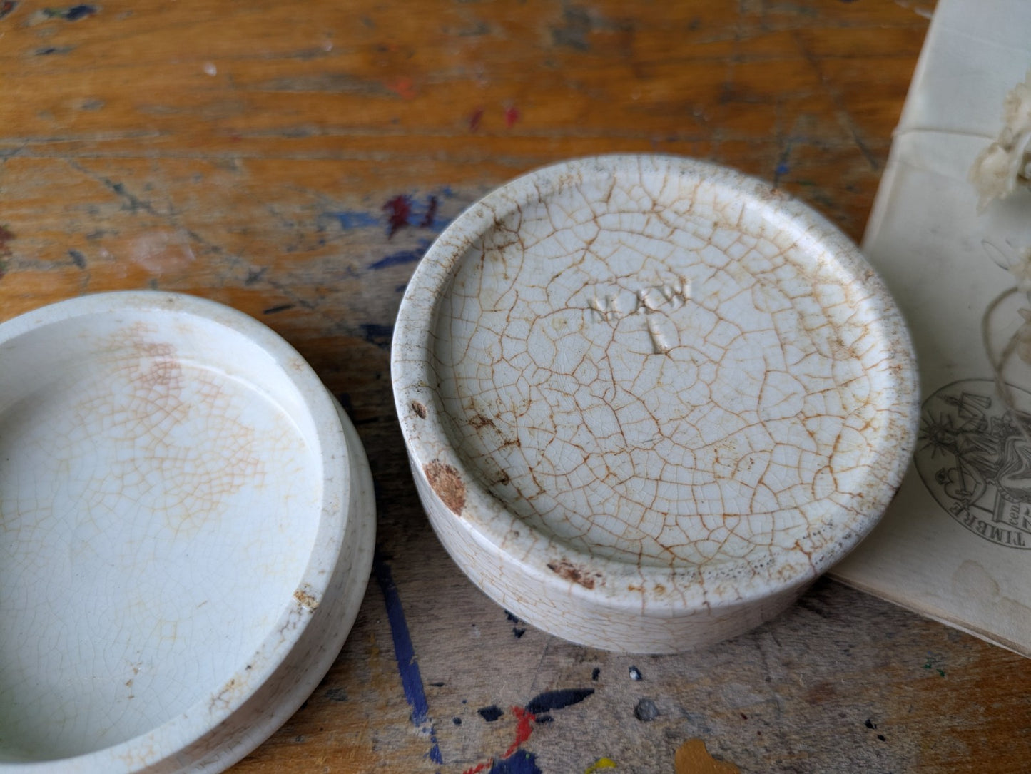 Antique Victorian Ironstone Chemist Apothecary Pot With Lid Plain White Vintage*