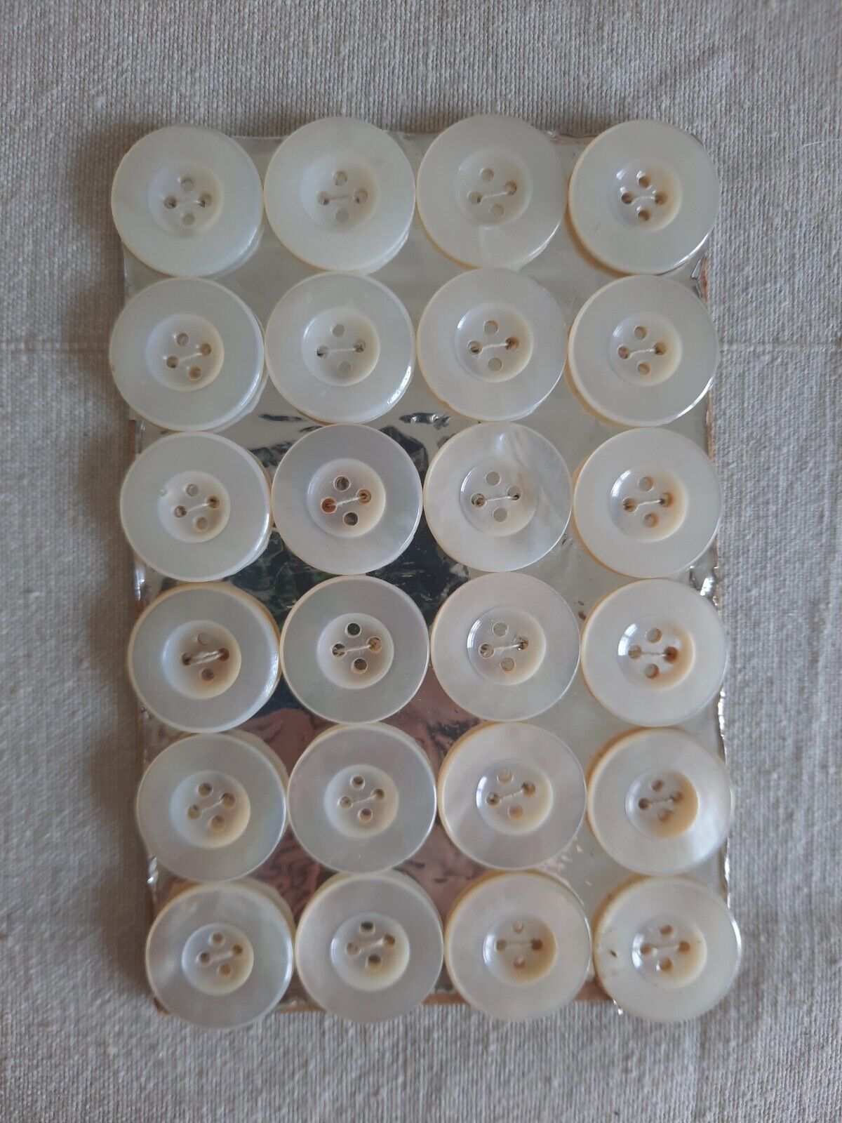 Job Lot Of 24x Vintage Mother Of Pearl White Buttons; Diameter 2.2cm 58g Shell