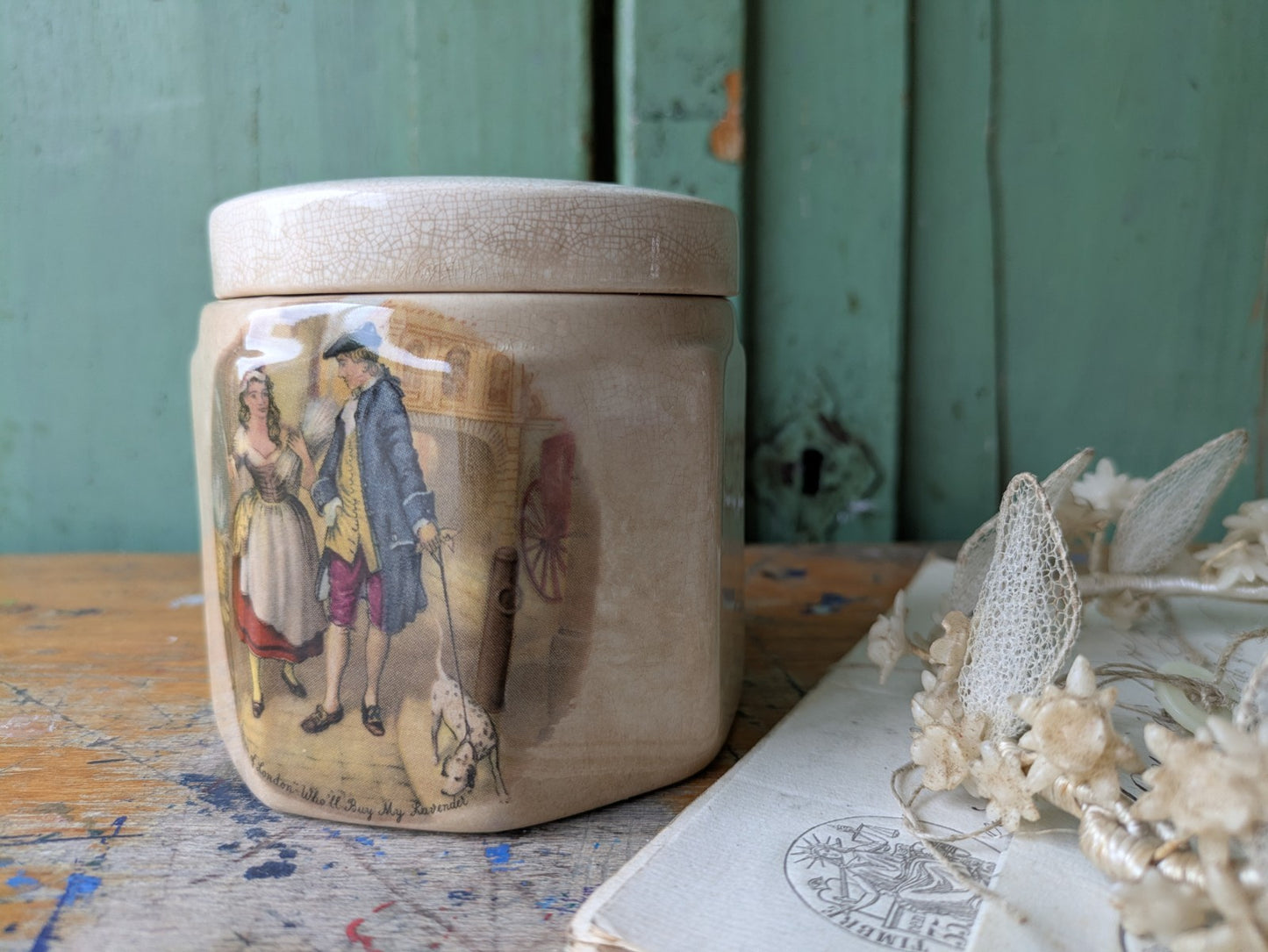 ANTIQUE FRANK COOPER SANDLAND WARE STAFFORDSHIRE POTTERY MARMALADE JAR POT VTG
