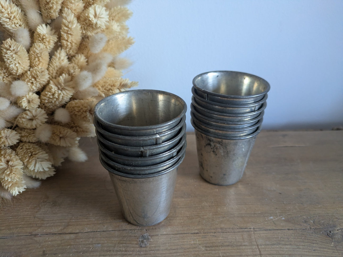 12 Vintage Tin Alloy Dariole Timbale Mould Cups Baking Cake Dessert Bakery Retro