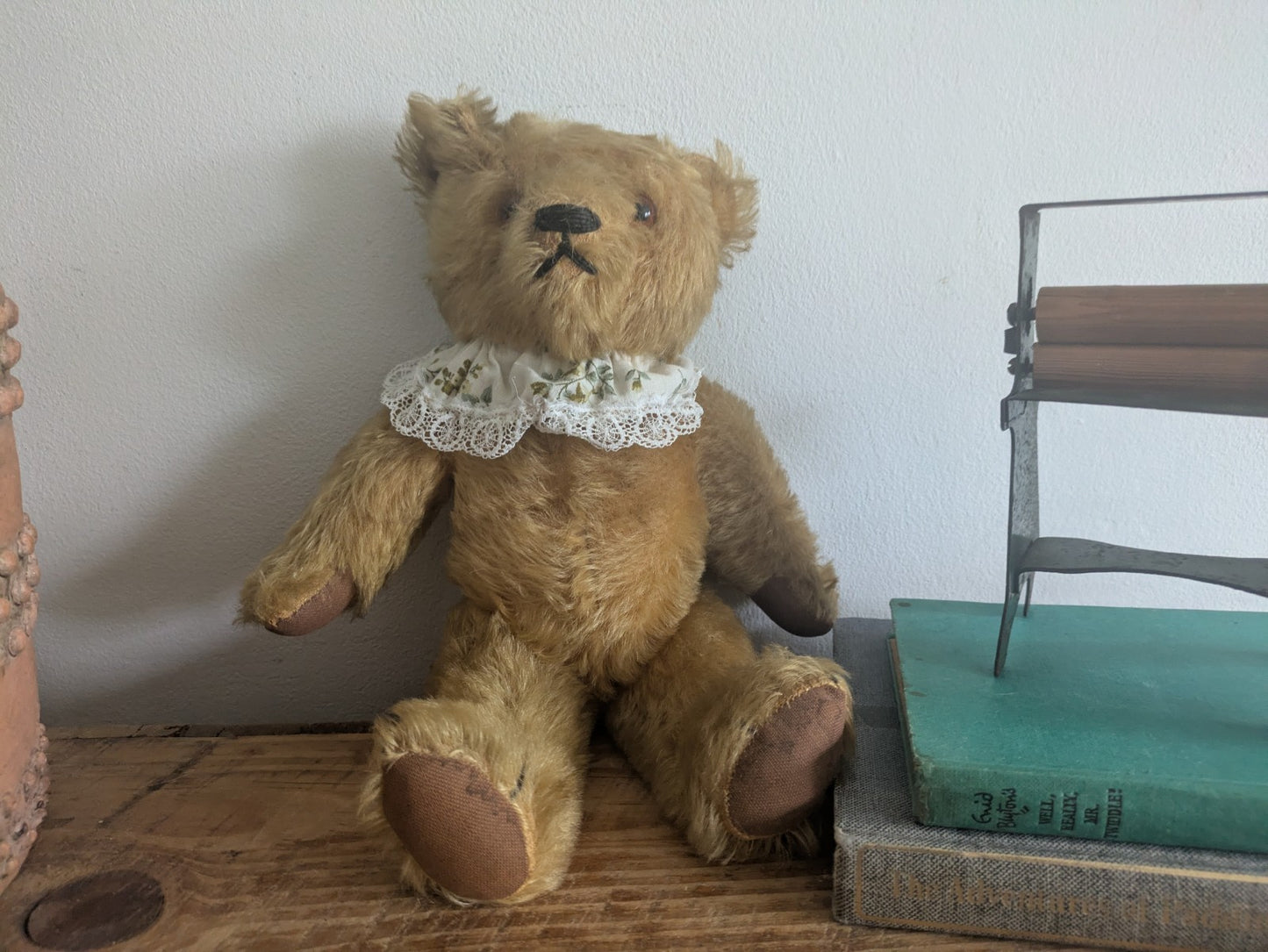 Antique Vtg English Old 1930s Jointed Mohair Teddy Bear Articulated Vgc Cute