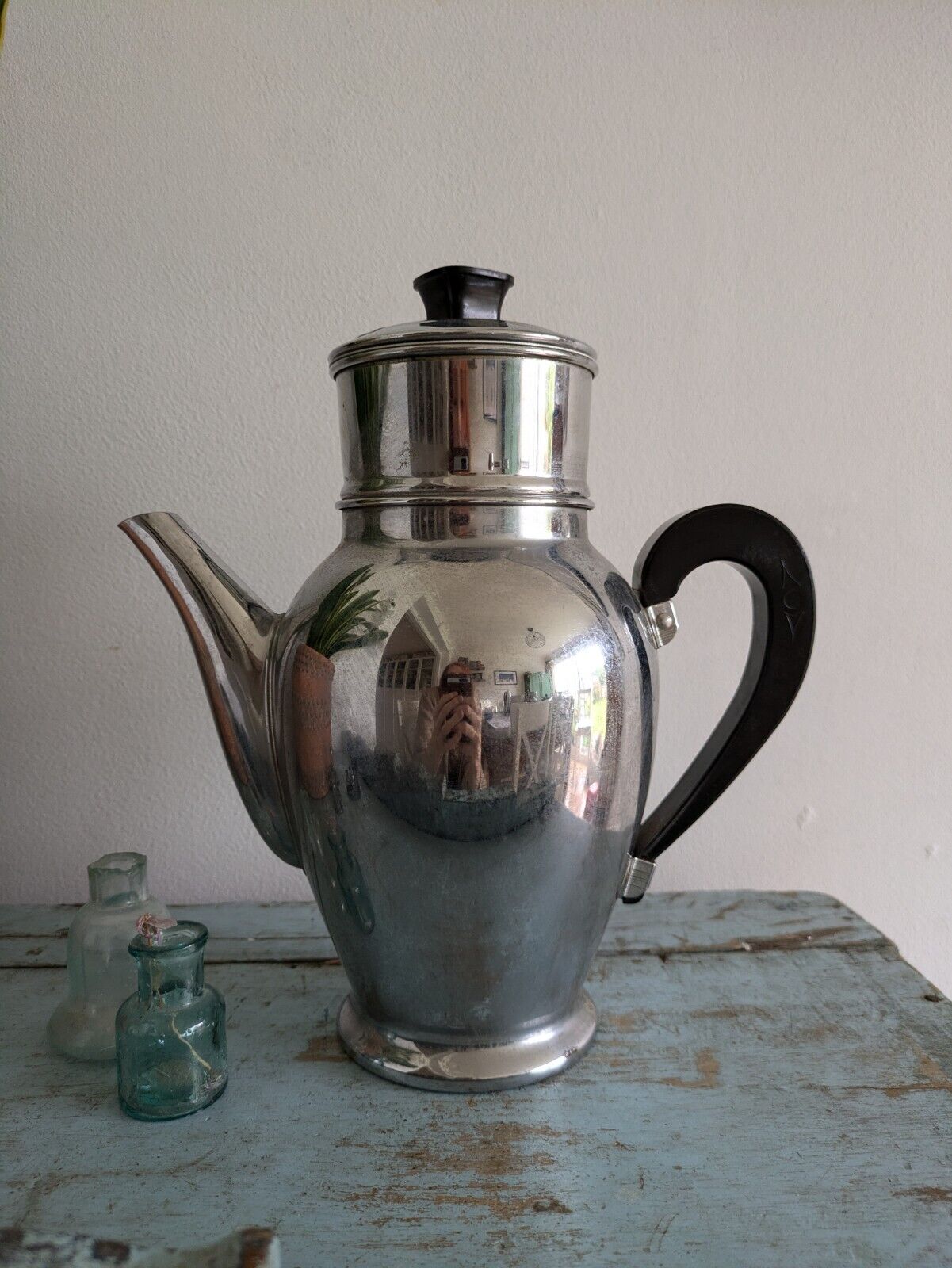 DAB Cafetière France Cuivre Chrome Coffee Pot Prop Larque Depose Kitchen Cafe