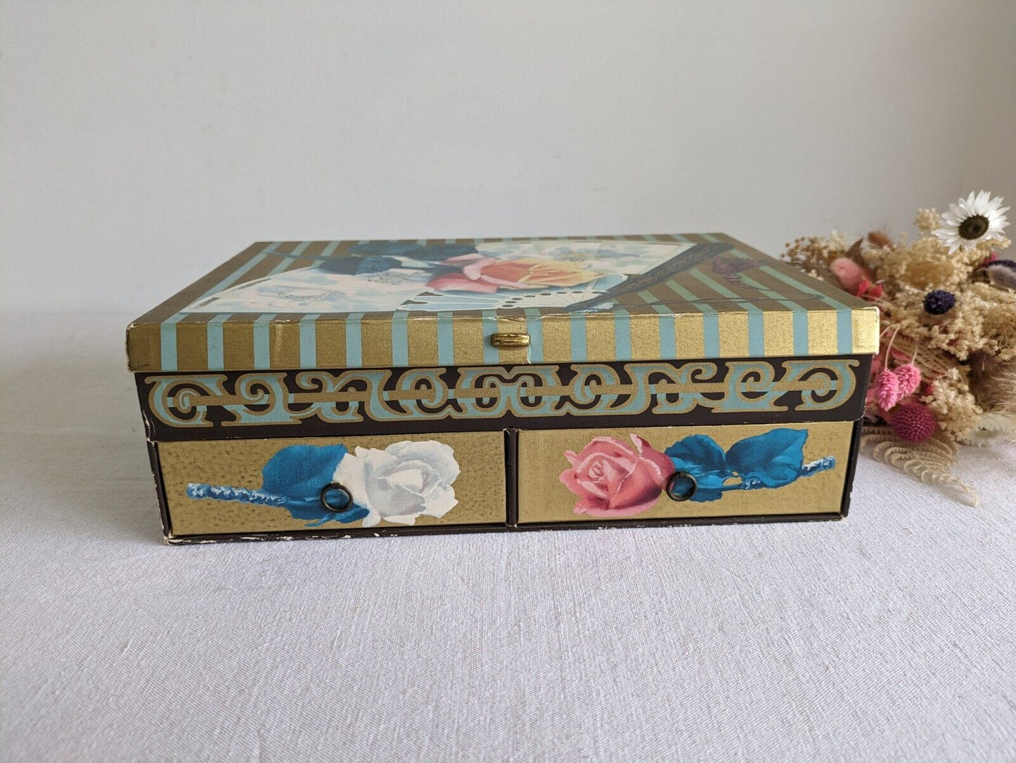 Vintage Chocolate Box Drawers To Store Jewelery Sewing Buttons Craft Cardboard