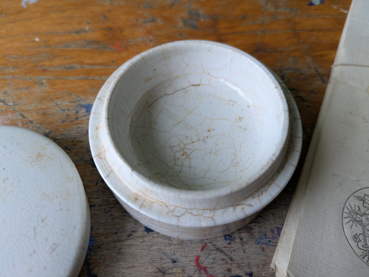 Antique Victorian Ironstone Chemist Apothecary Pot With Lid Plain White Vintage*