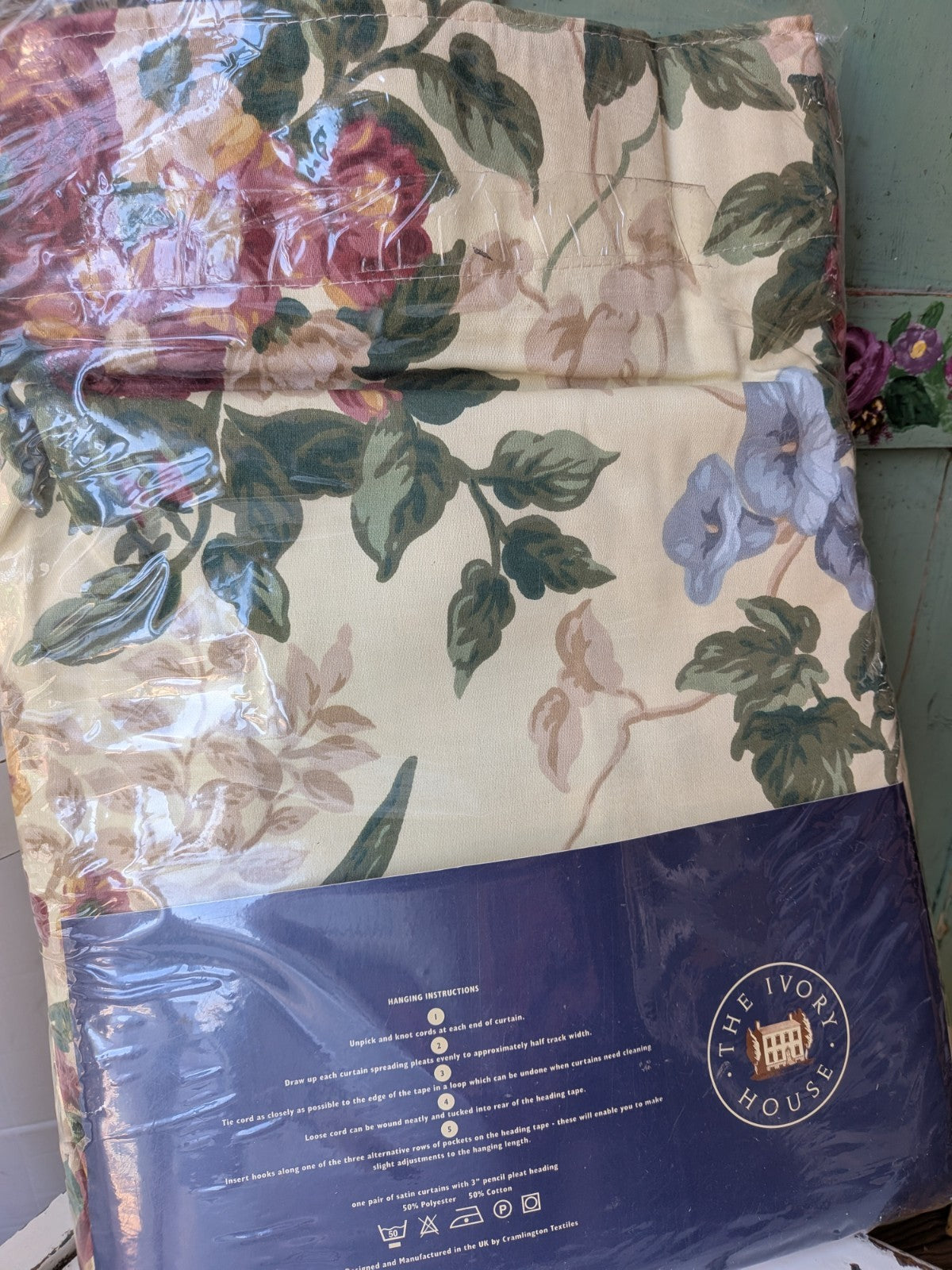 Ivory House Lined Curtains 228cm W 137cm D Floral Chic New Ready to Hang