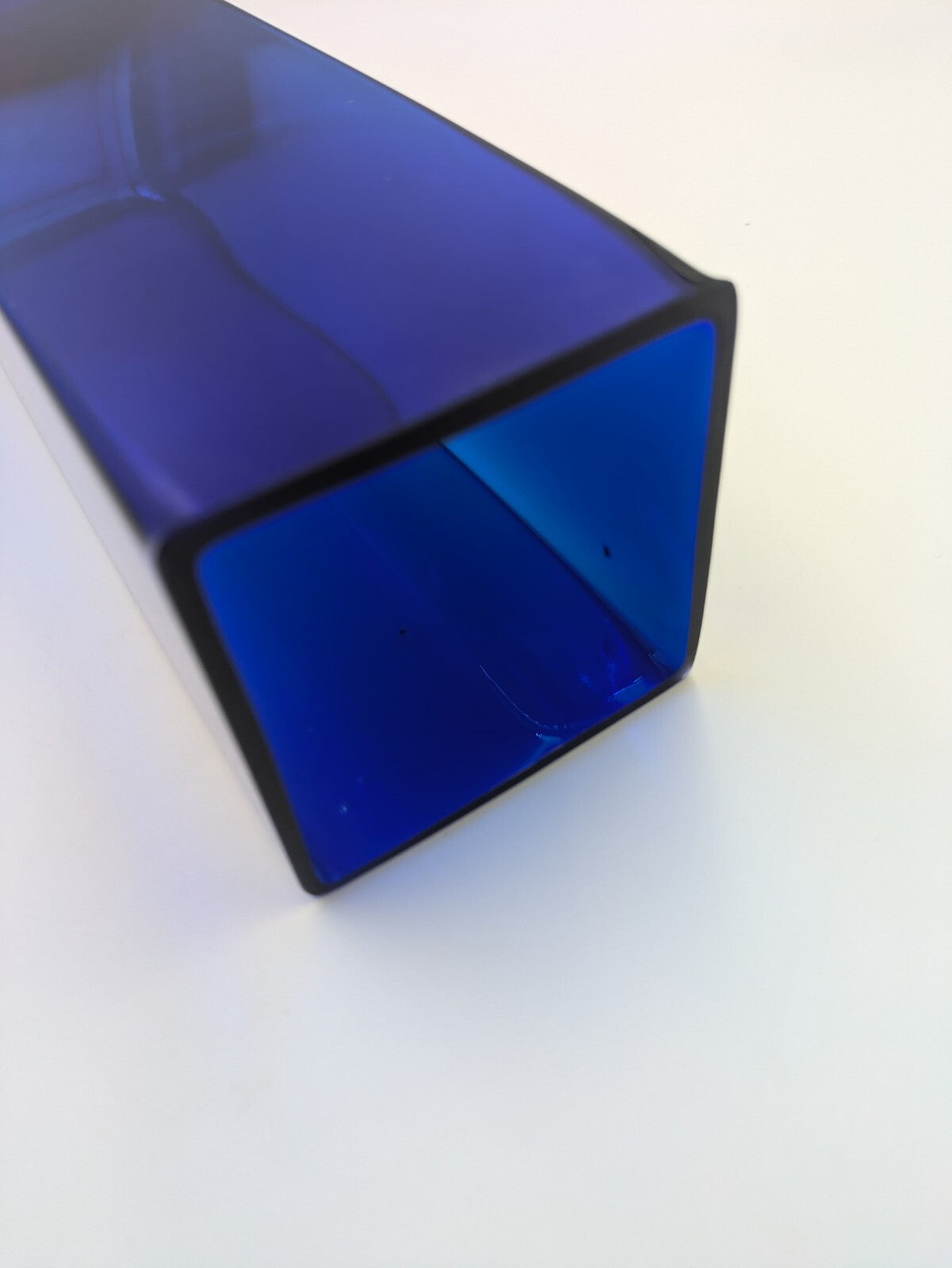 1970s Czech Bohemian Sommerso Cobalt Blue Vase by Petr Hora Square Retro Mid Cen