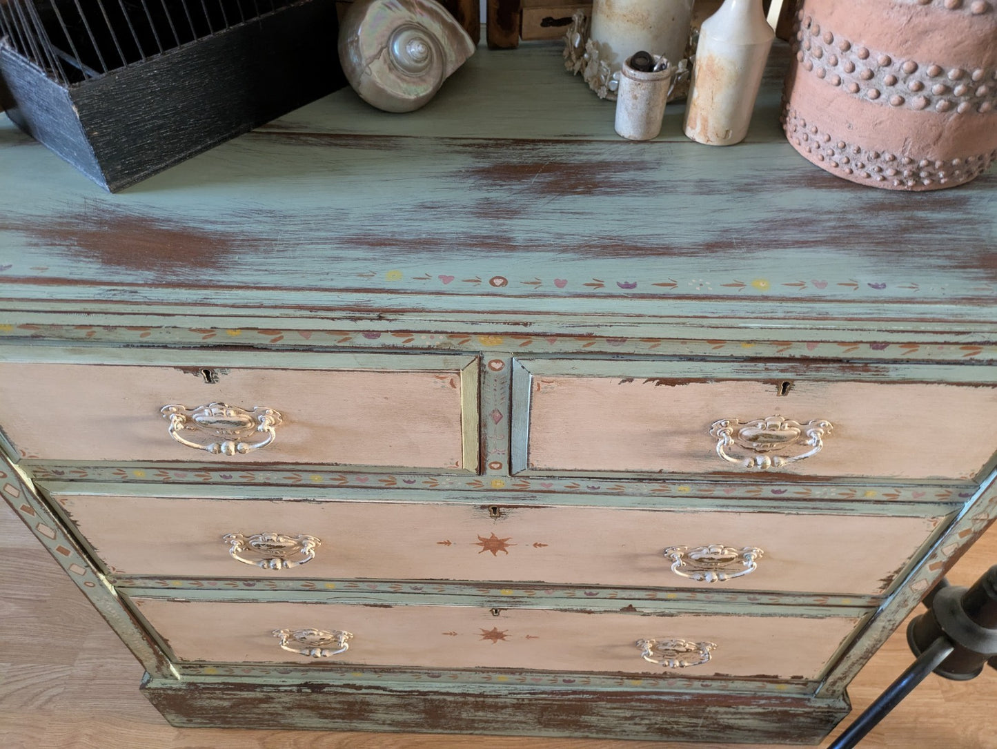 Antique Edwardian Sideboard Chest Of Drawers Vintage Hand Painted Distressed
