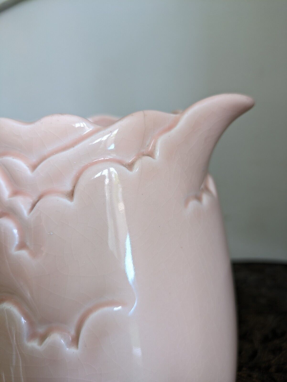 Early Pink Clarice Cliff VASE Newport pottery England Blossom Floral Maize Corn