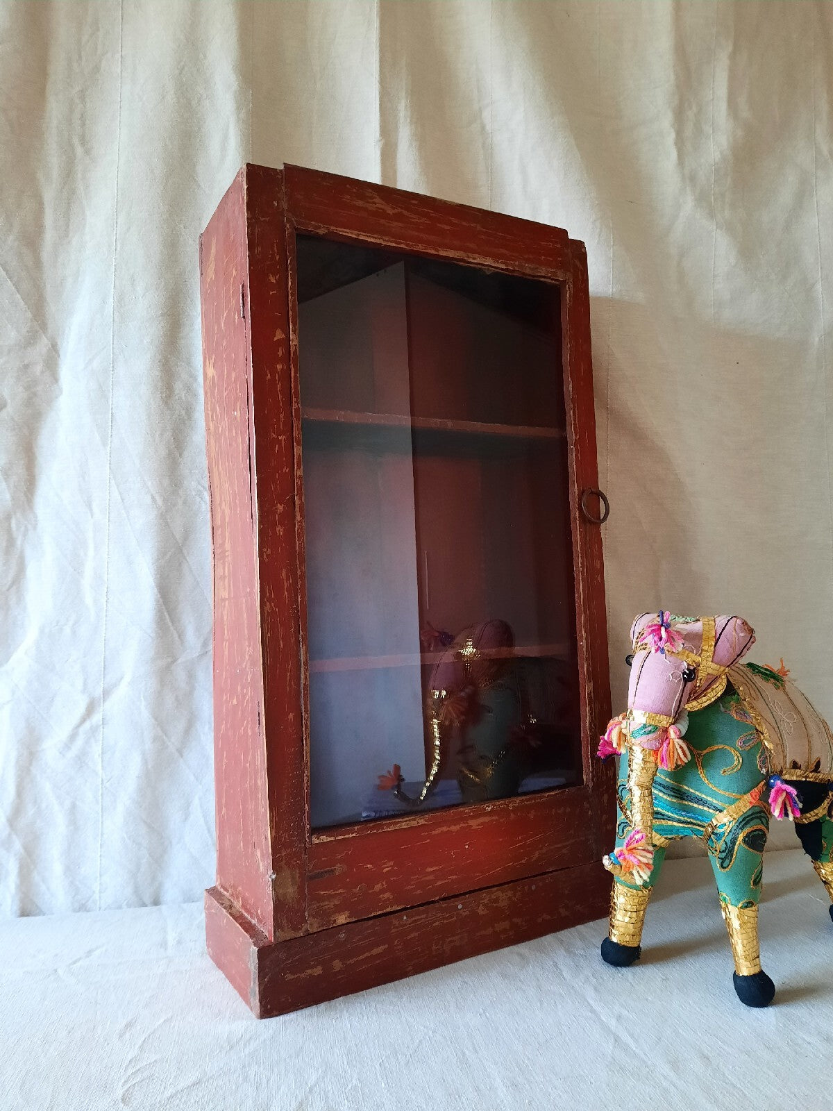 Indonesian Reclaimed Upcycled Wooden Driftwood Cupboard Glazed Wall Cabinet Red