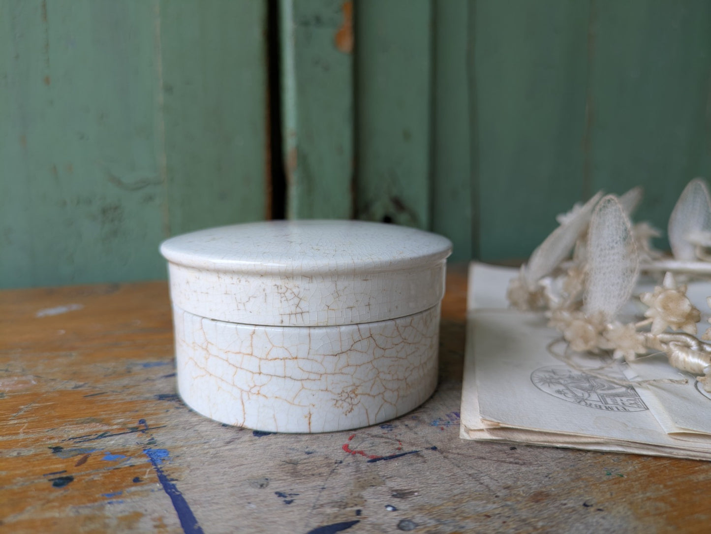 Antique Victorian Ironstone Chemist Apothecary Pot With Lid Plain White Vintage*