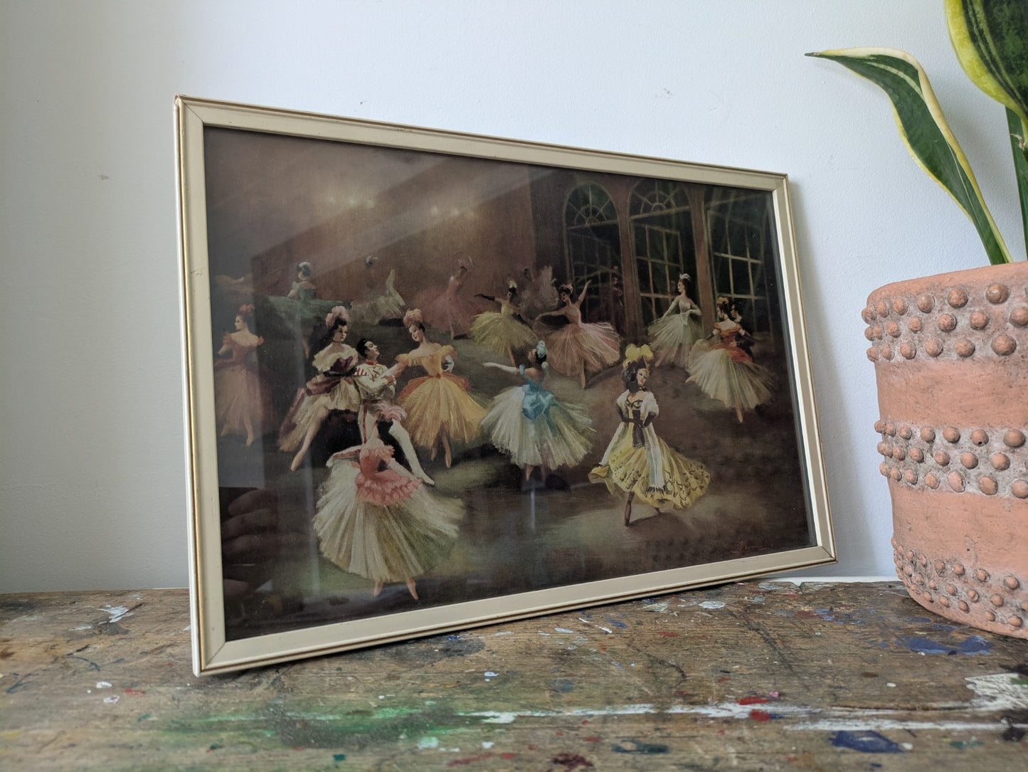 VINTAGE MID CENTURY “VILIA” CARLOTTA EDWARDS BALLET PRINT RETRO FRAMED COLOURED