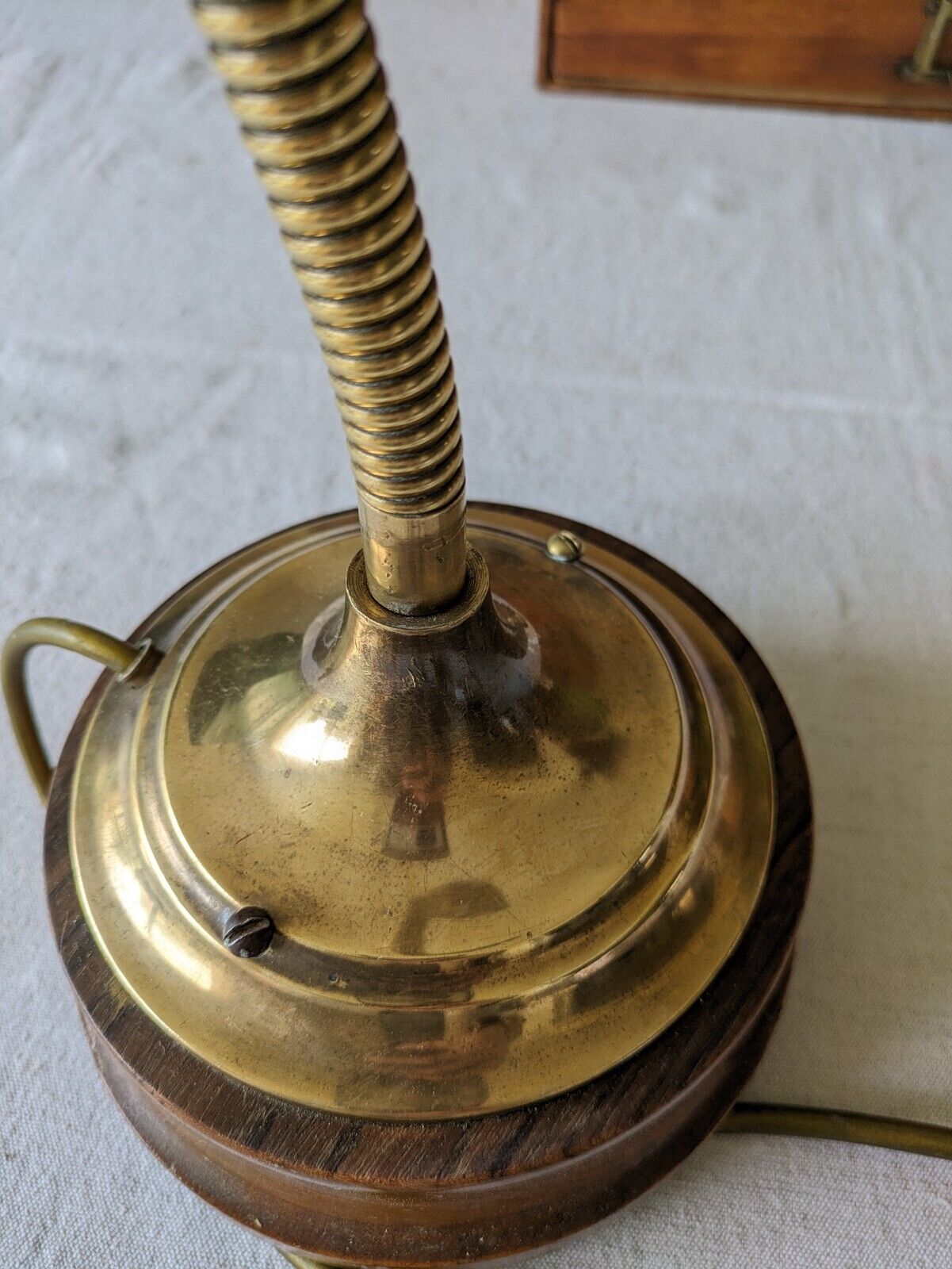 VINTAGE 1920s 30s ANTIQUE ART DECO BRASS GOOSENECK SHELL CLAM DESK LAMP WORKING