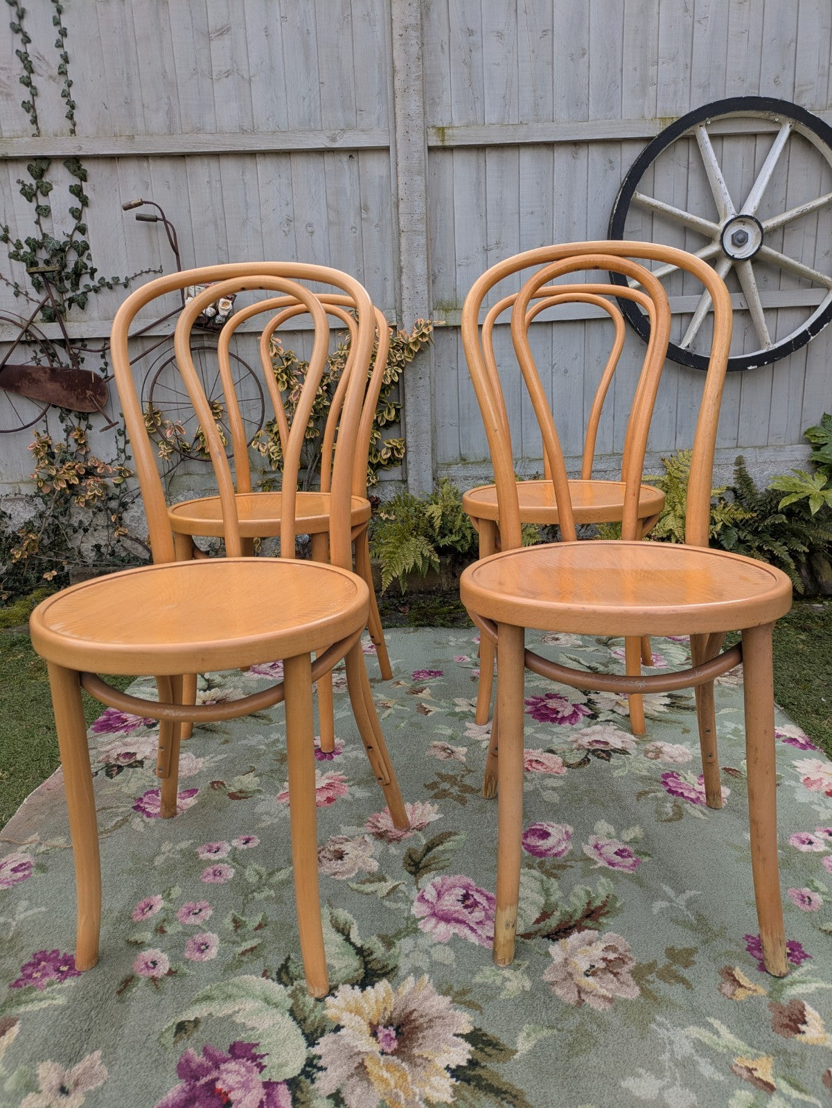 Set of 4 Vintage Fameg Radomsko Bentwood Chairs 1970s Polish Design Beech Wood