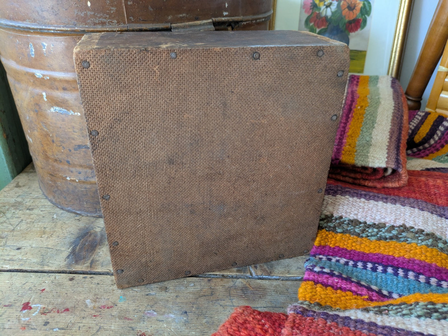 Antique Vintage Oak Candle Crate Box Key Rare Original Old Shelf Trinket Tray