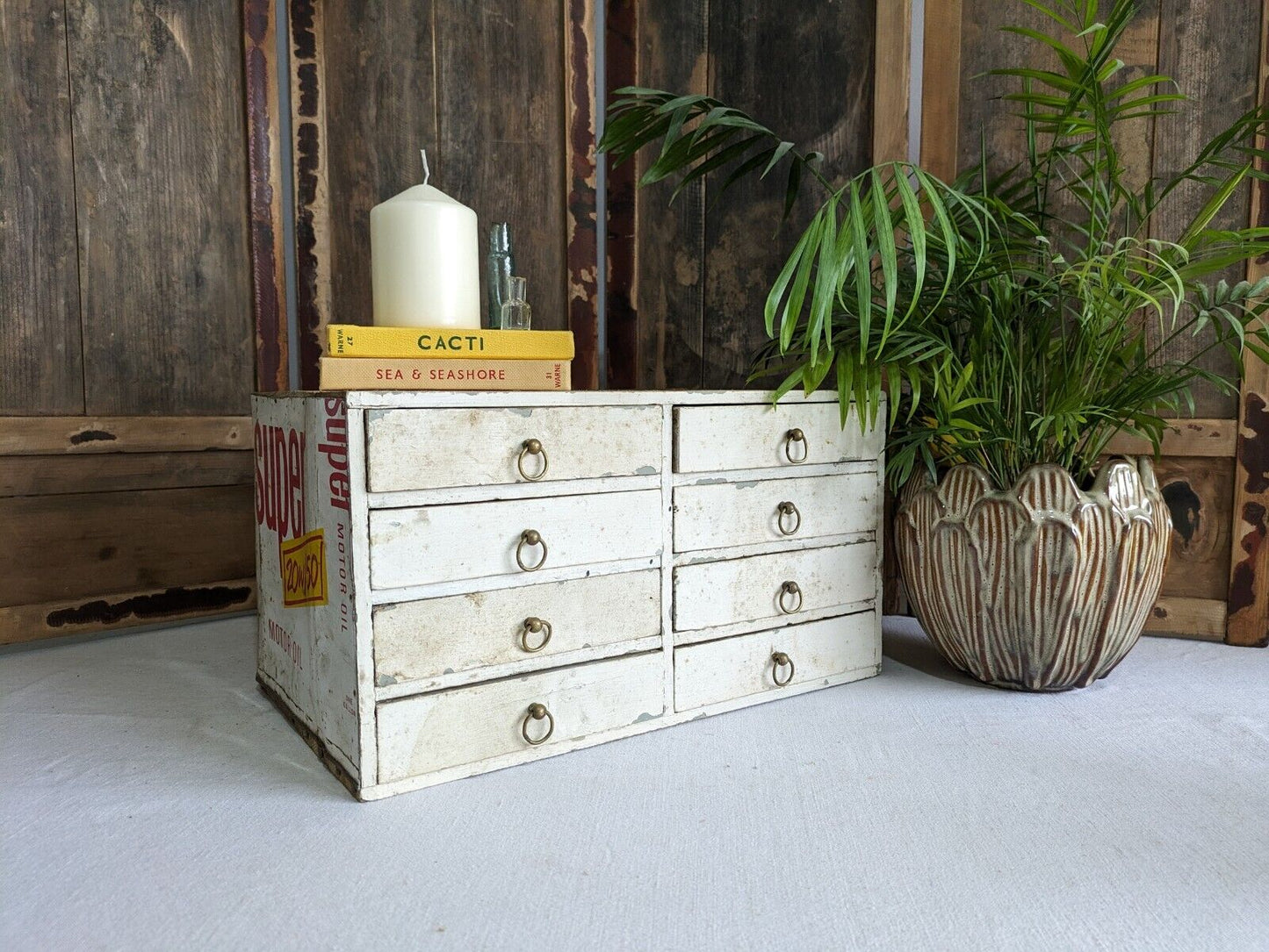 VTG Apothecary Drawer office Motor Car drawers table desk top index Work Garage