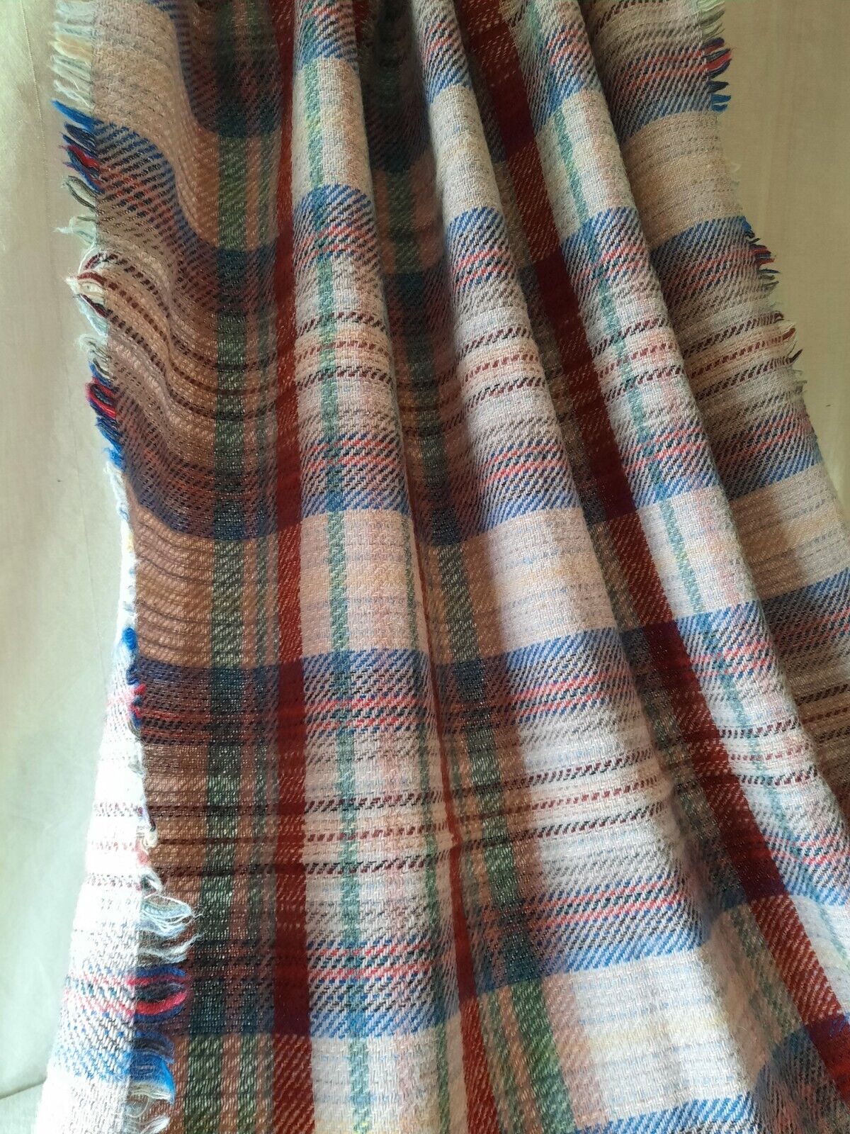 TWEEDMILL 100% Wool Sofa Throw Bed Blanket CHEQUERED CHECK RED BLUE RUG PICNIC