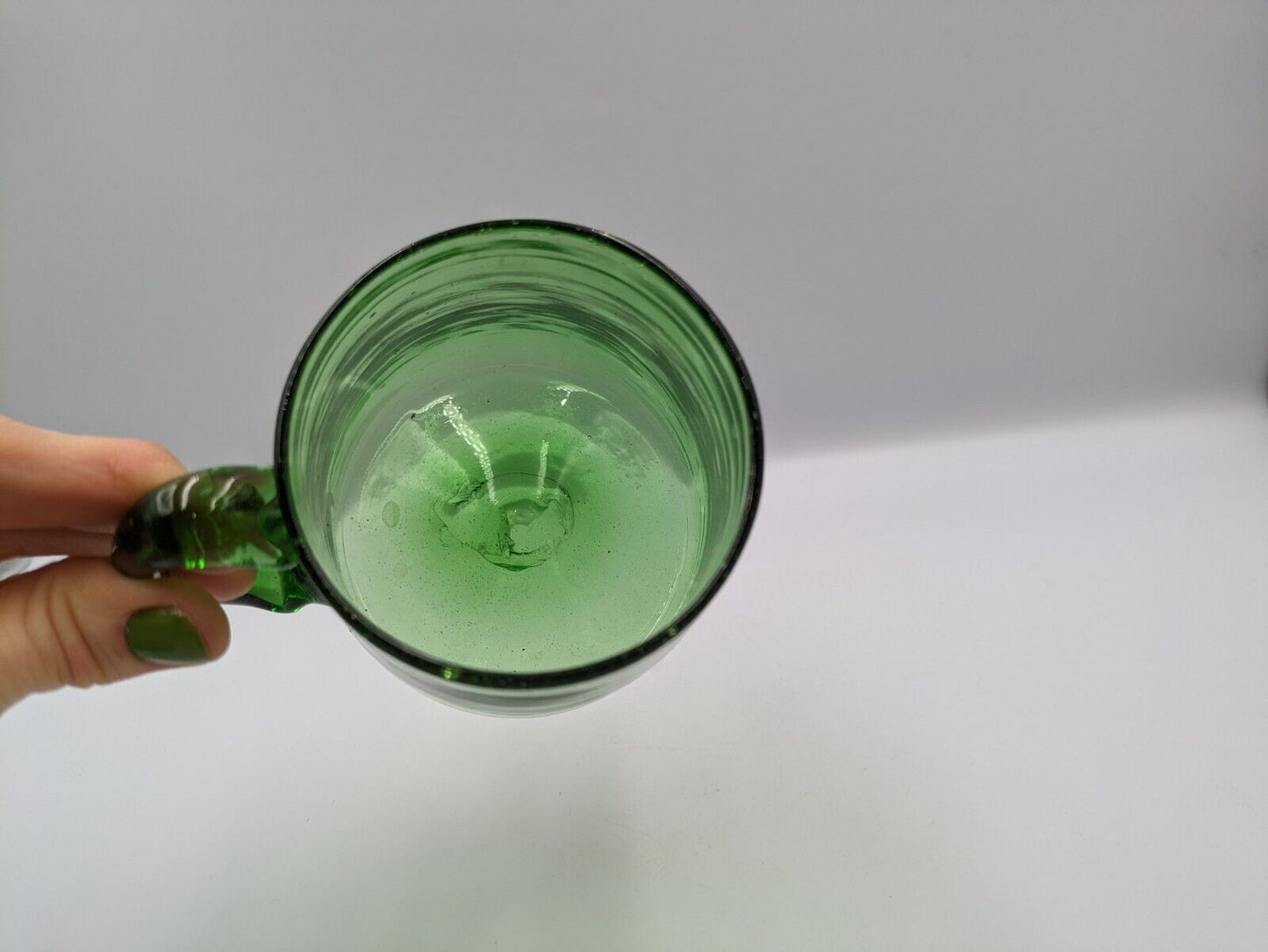 Boda Glass Sweden Erik Höglund Style Mug Green Bubble Glass Hand Blown Inverted