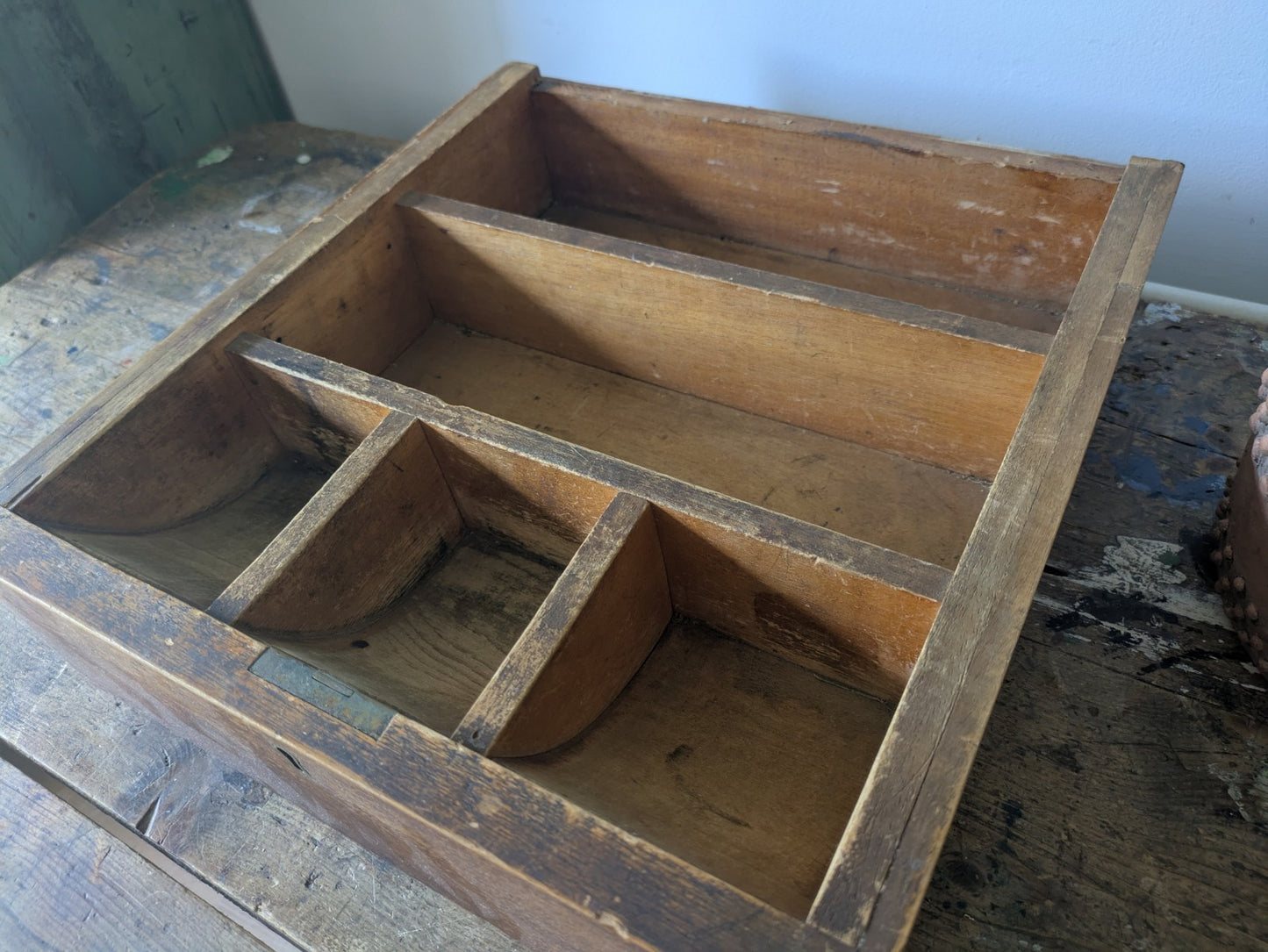 Vintage Antique Cash Till Register Oak Wood Drawer Coin Money Notes Bank Slots
