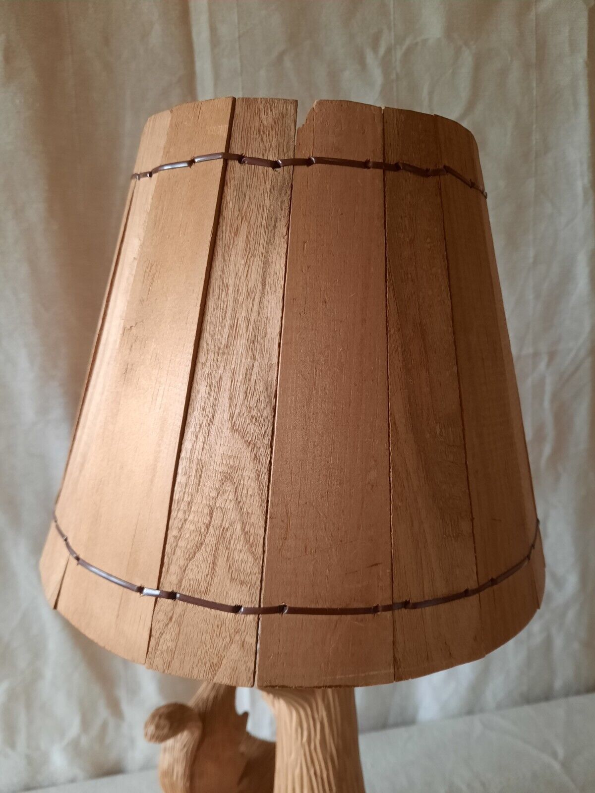 Vintage Folk Art R Lond Carved Wood Lamp MCM Kitsch Retro mid century working