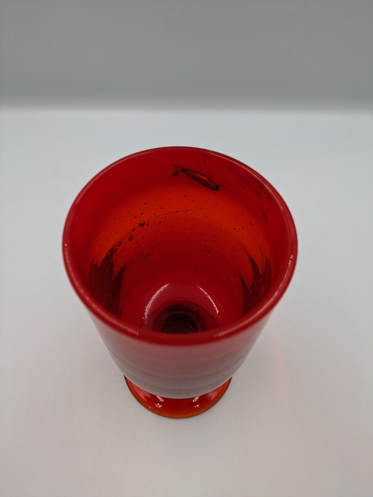 Vtg Erik Höglund Boda Red Glass Goblet Wine Glass Cocktail Retro 60s MCM Sweden
