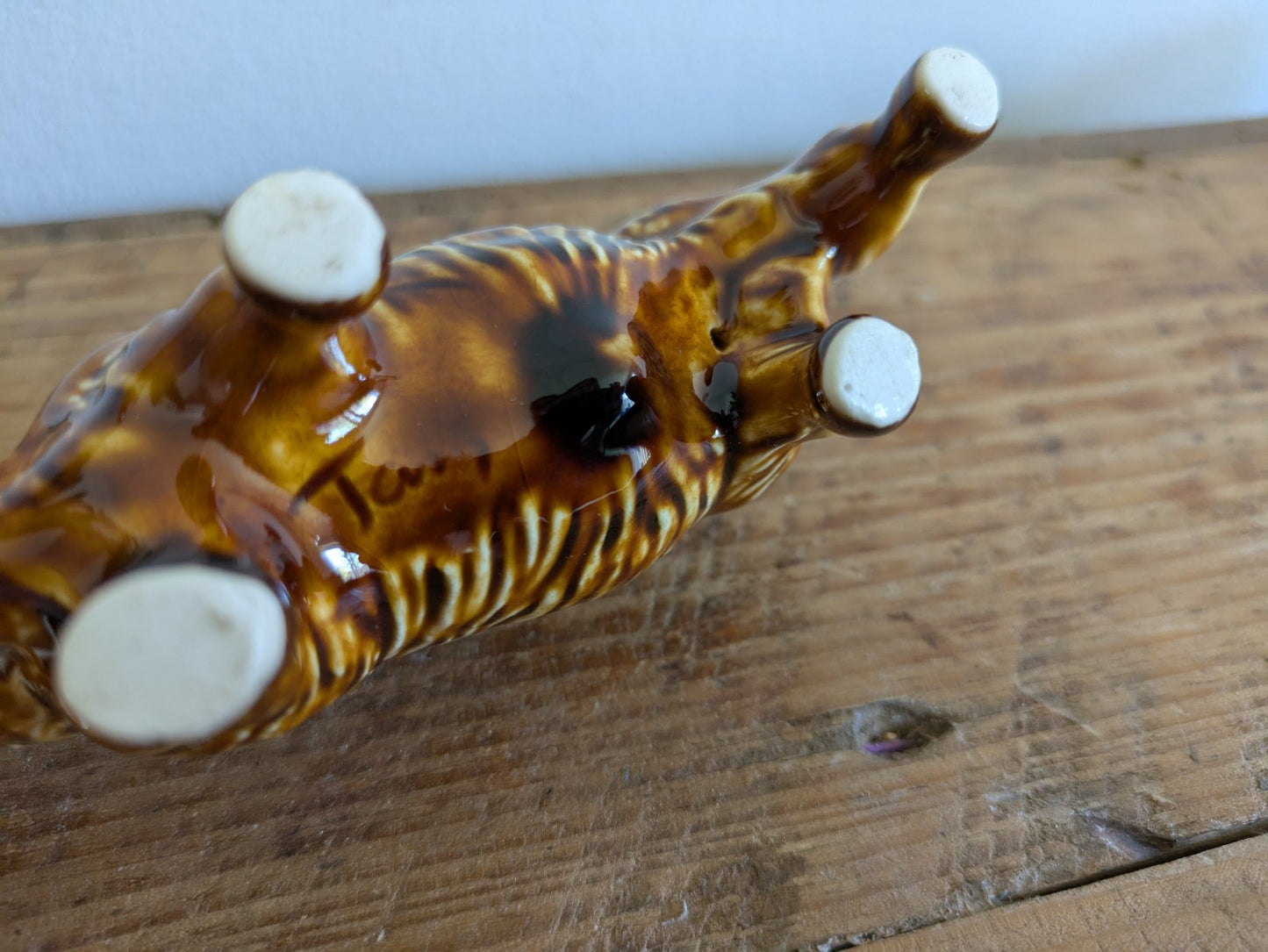 Vtg Studio Pottery Scottish Highland Cow ceramic Spaghetti figurine Rare Signed