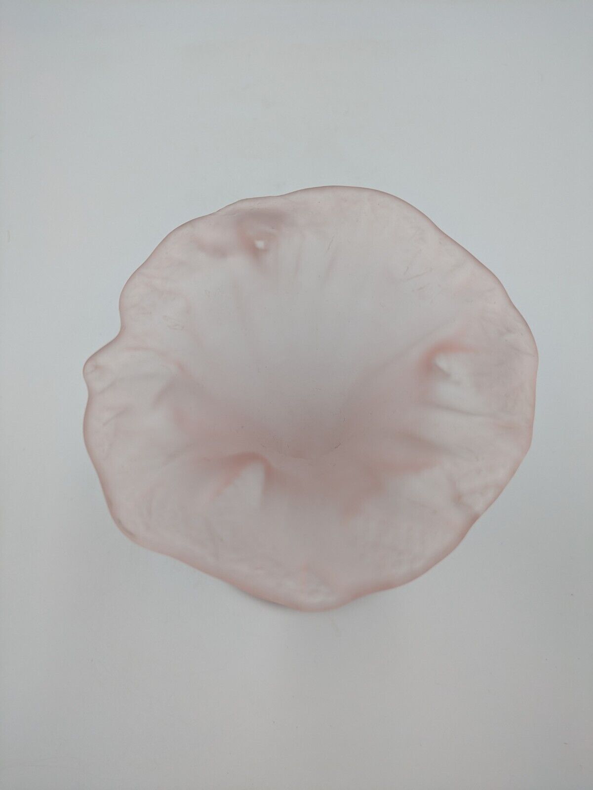 Large Pink frosted glass Vase Calla Lily Flower Design Vintage Italian Decor Vgc