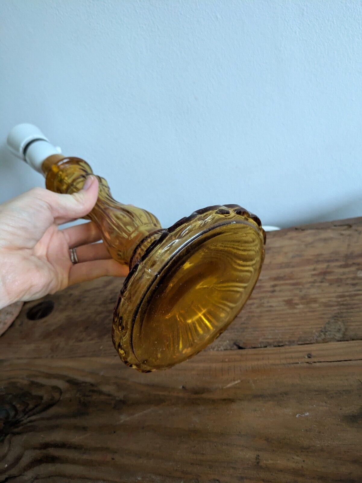 Italian Glass Amber MCM Lamp Vintage Empoli Style Italy Prop Retro Mid Century