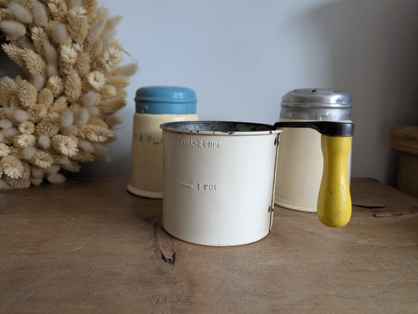 Tala Vintage Enamel Flour Sifter And Two Shakers Retro Kitchenalia Baking Prop