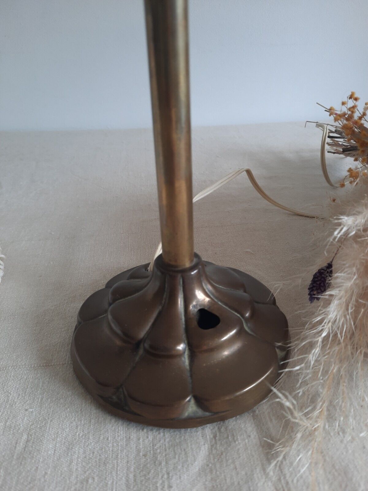 Antique Art Deco 1930s Metal Copper Brass vintage table lamp Rare Shade Genuine