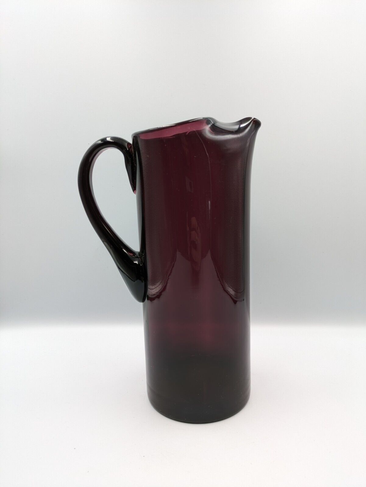 Tall Vintage Italian Amethyst Art Glass Hand Blown Pitcher Mid Century Modern