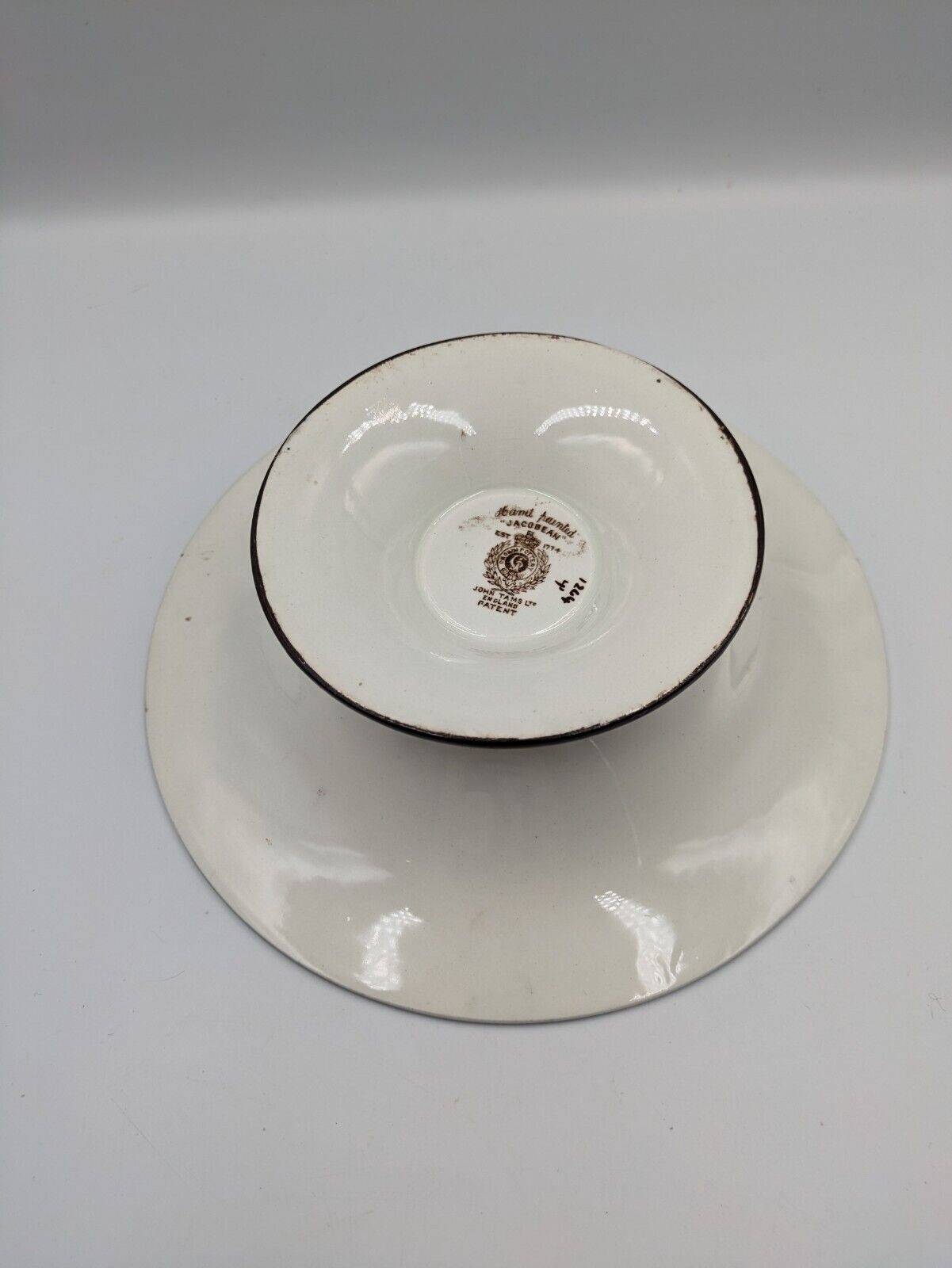 Crown Pottery Bowl John Tams Antique "Jacobean" Pattern Fruit Bowl Dish Pedestal