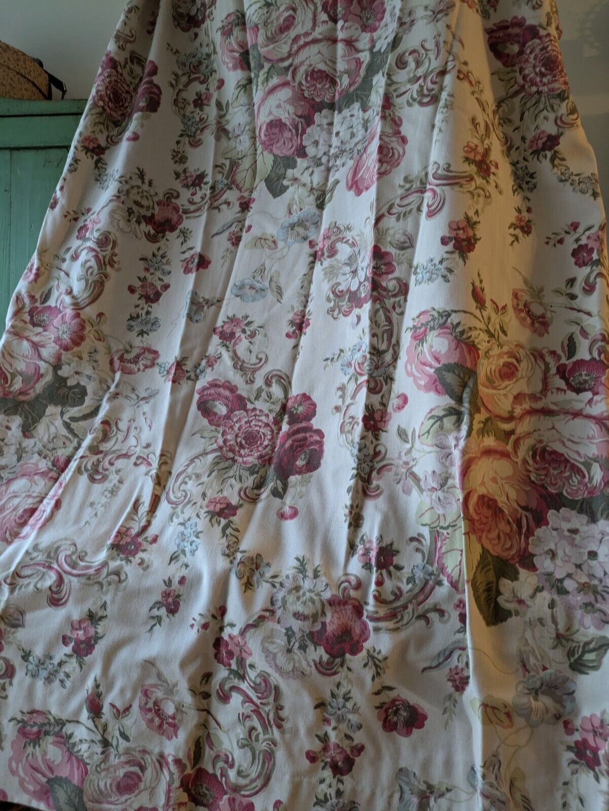 Laura Ashley Vintage Rose Scroll Curtains/Fabric W 161cm X D 132.5cm Floral Rare