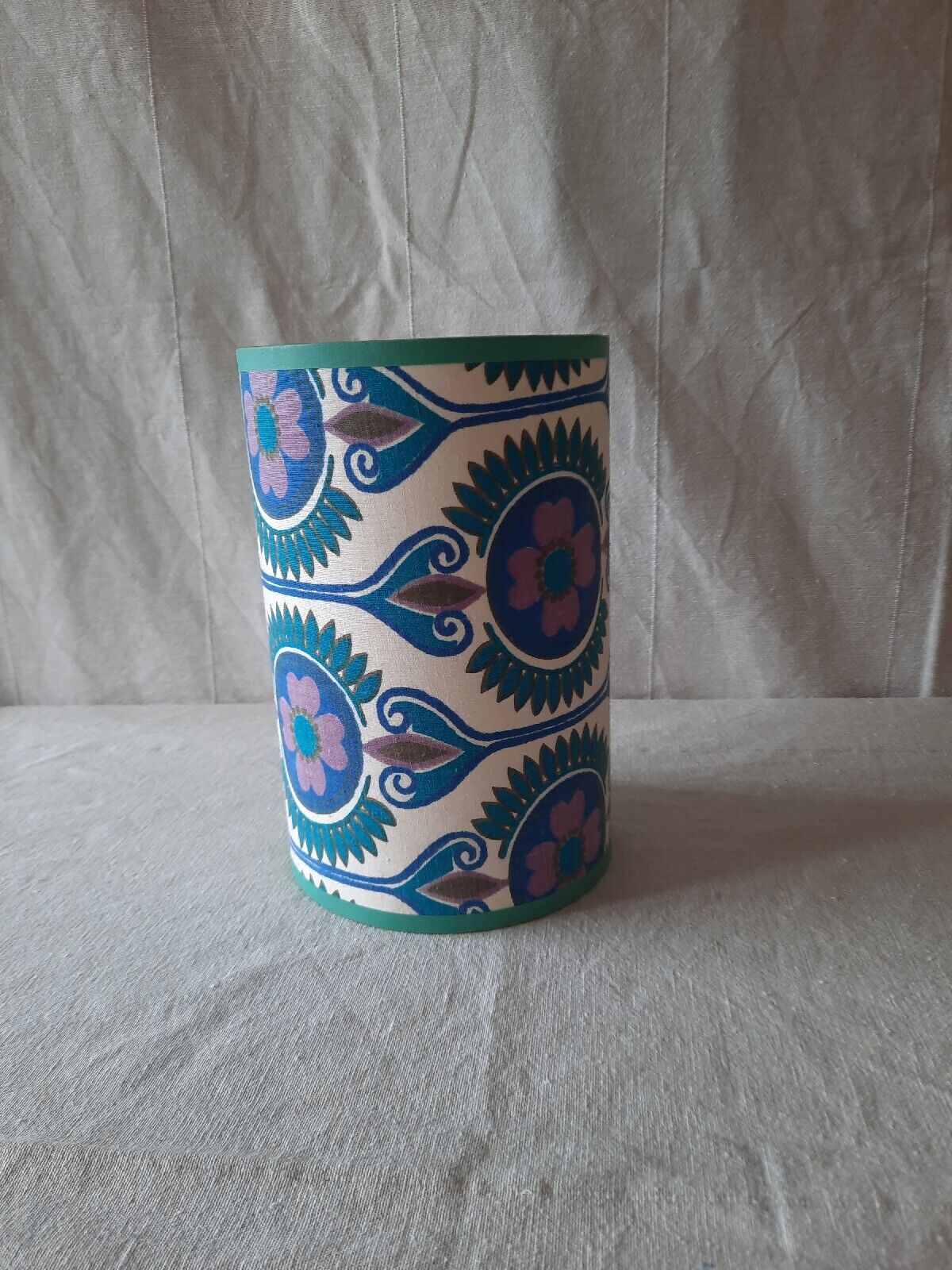 Lampshade Vtg retro Green Blue Pattern pendant shade 60s 70s light Lamp Flower