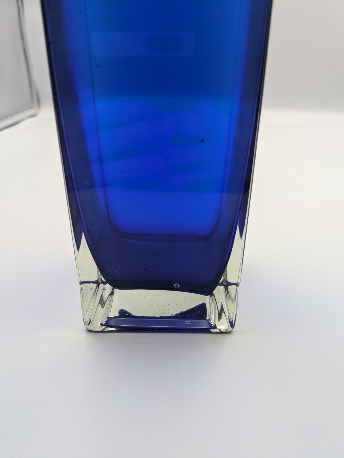 1970s Czech Bohemian Sommerso Cobalt Blue Vase by Petr Hora Square Retro Mid Cen