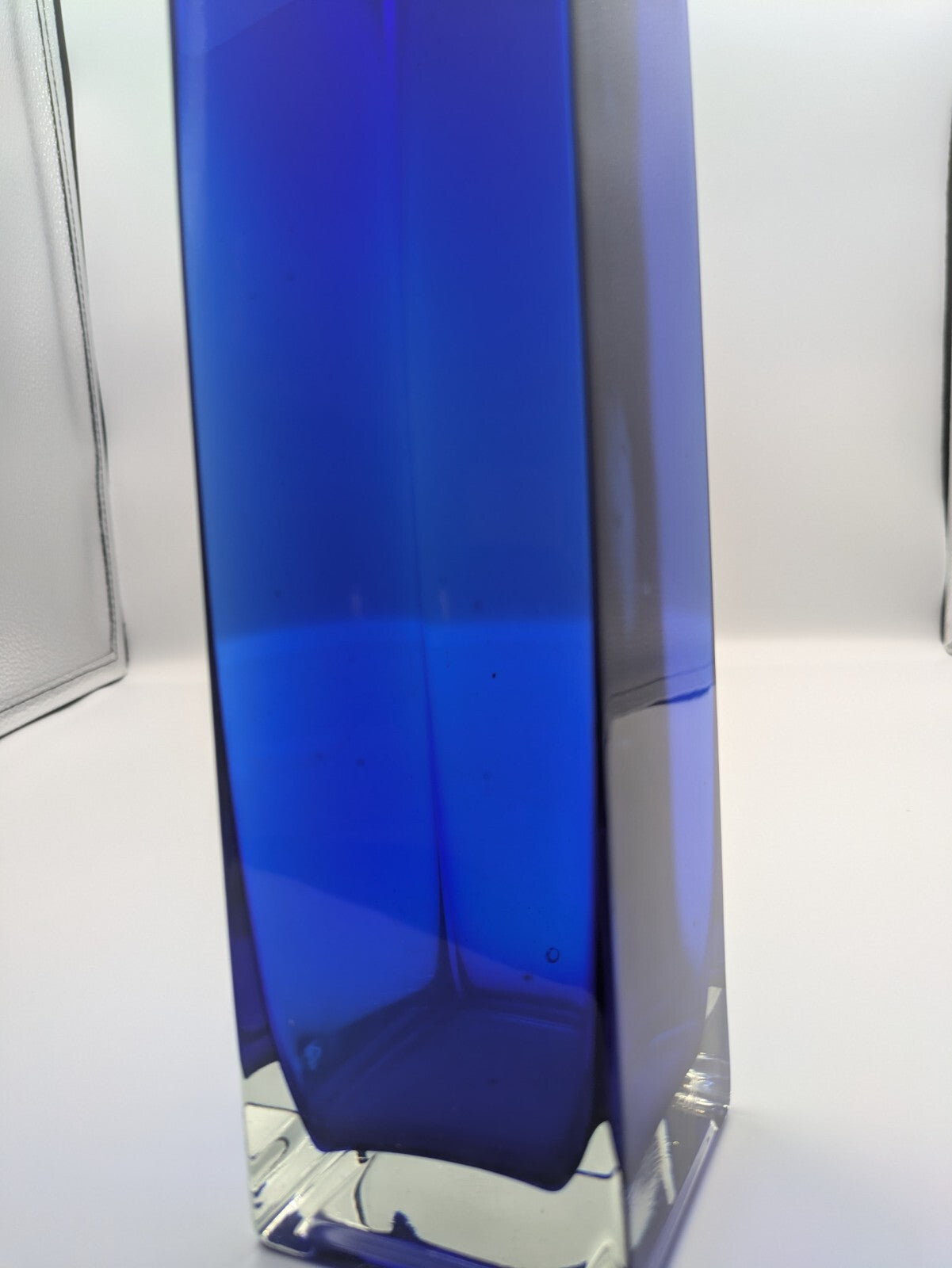 1970s Czech Bohemian Sommerso Cobalt Blue Vase by Petr Hora Square Retro Mid Cen