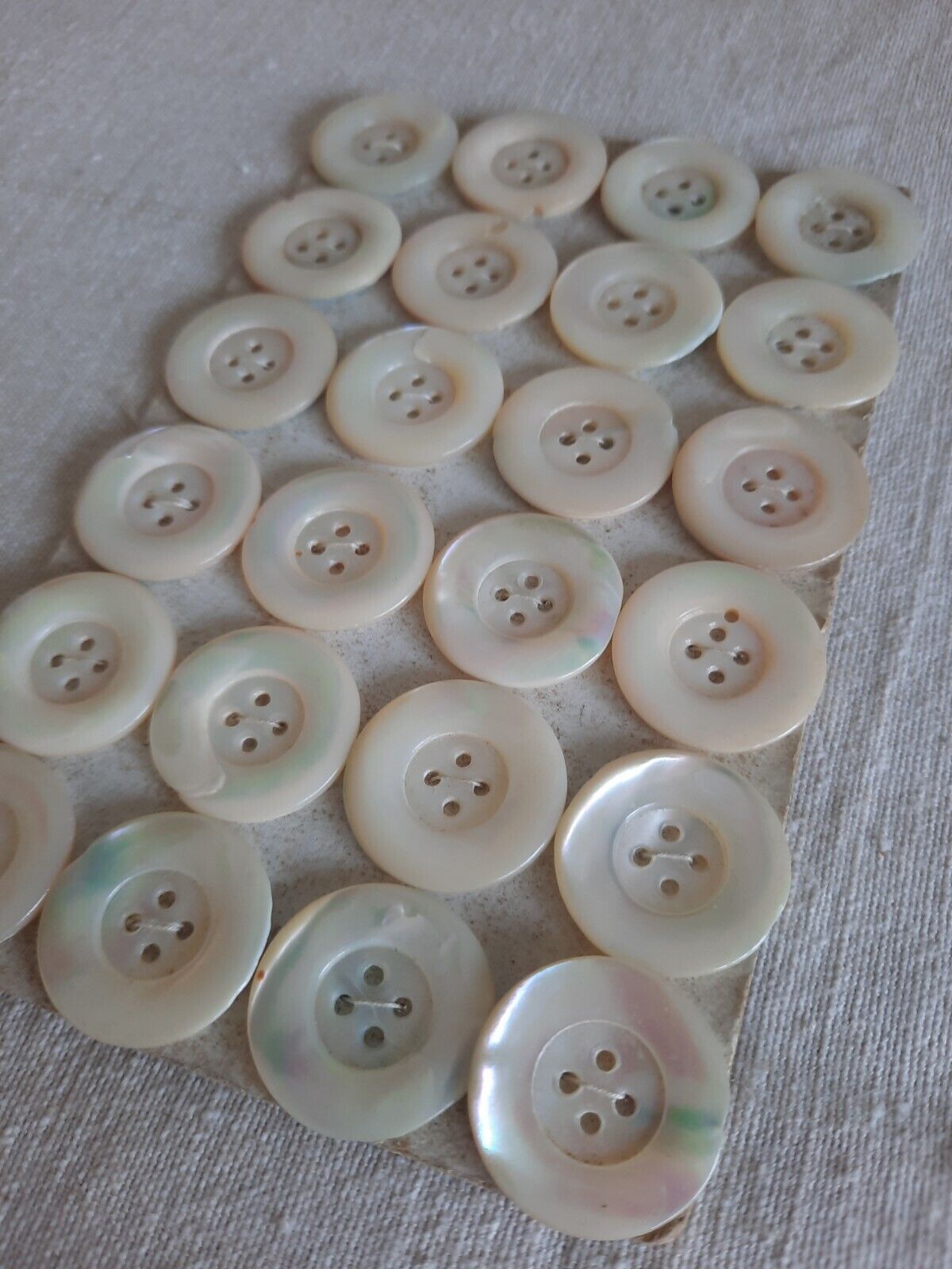 Job Lot Of 24x Vintage Mother Of Pearl White Buttons; Diameter 2.3cm 49g Shell