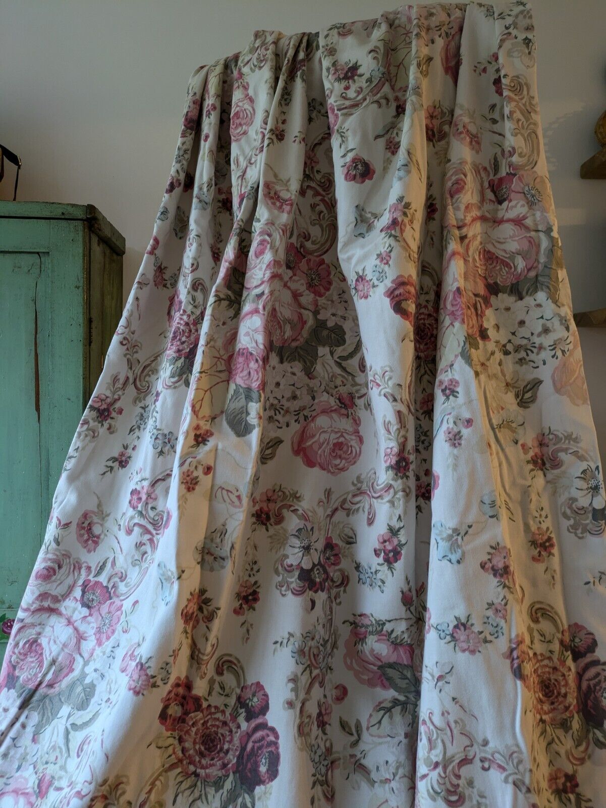 Laura Ashley Vintage Rose Scroll Curtains/Fabric W 161cm X D 132.5cm Floral Rare