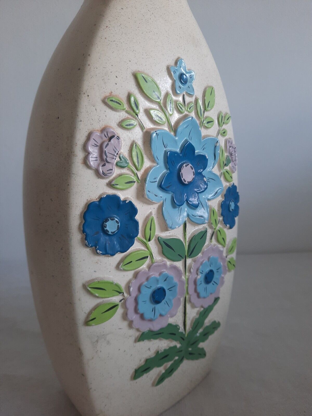 Vintage Floral Vase Old Brentleigh Ware Floret Vase Retro Boho Slab XL Mantle