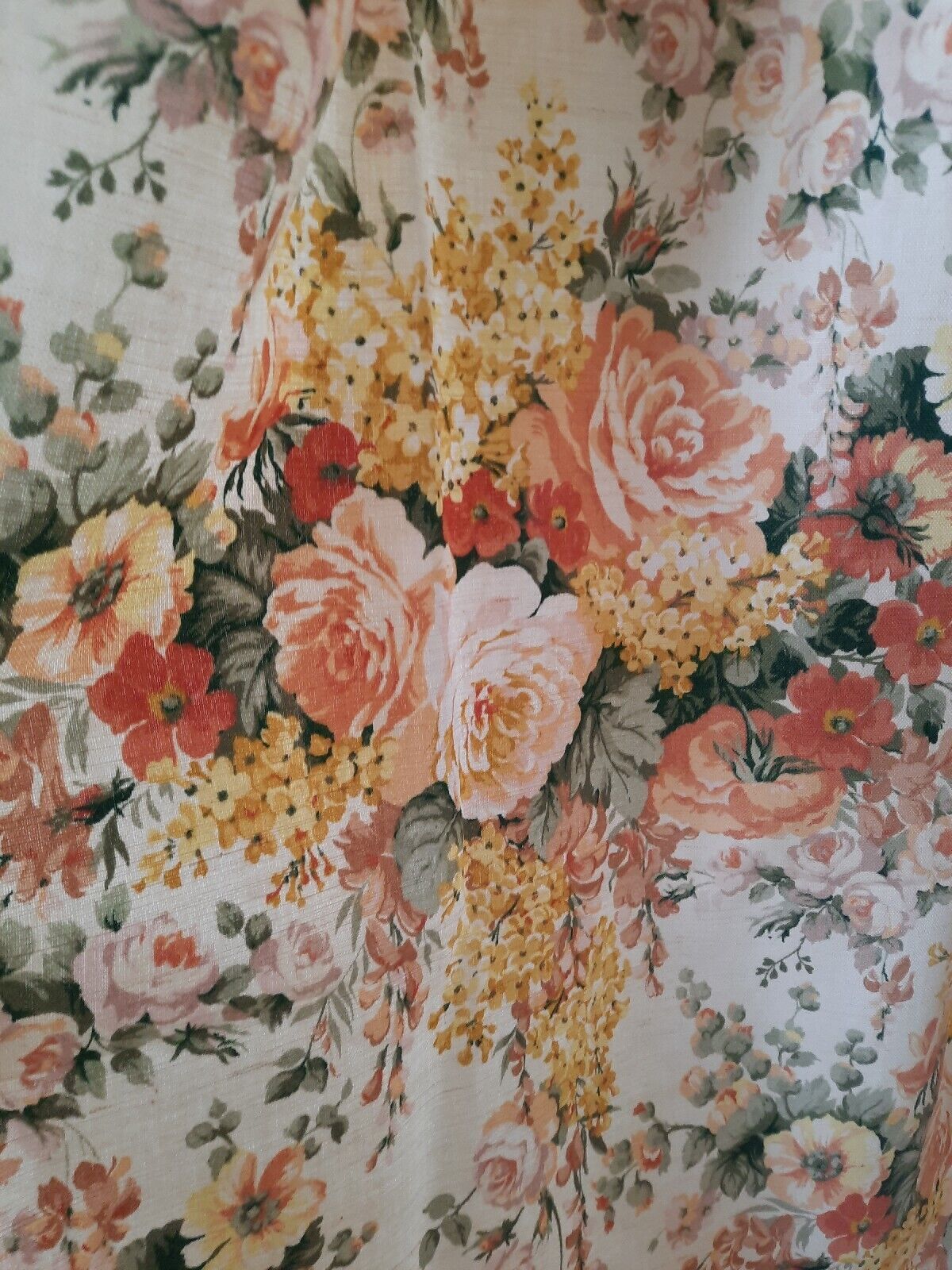 SANDERSON “HIGH SUMMER’ VINTAGE CURTAIN / FURNISHING FABRIC 2.75Mts Cabbage Rose