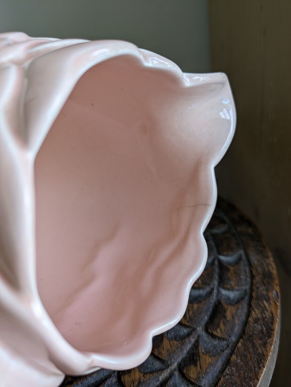 Early Pink Clarice Cliff VASE Newport pottery England Blossom Floral Maize Corn
