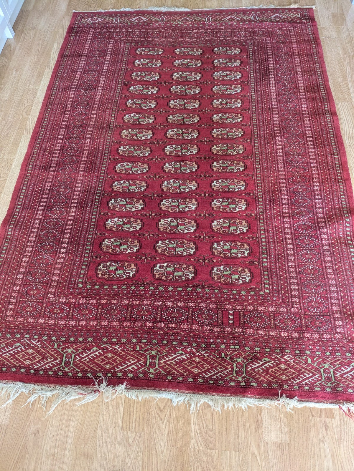Red Vintage Bokhara Tribal Rug Handmade Afghan Turkmen Mori Gol Oriental Rug Vgc