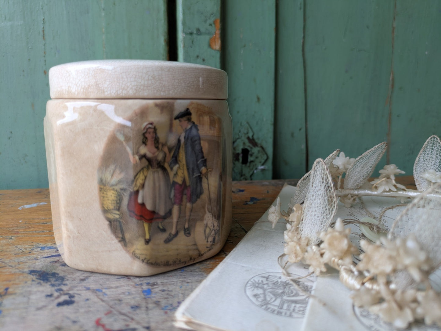 ANTIQUE FRANK COOPER SANDLAND WARE STAFFORDSHIRE POTTERY MARMALADE JAR POT VTG