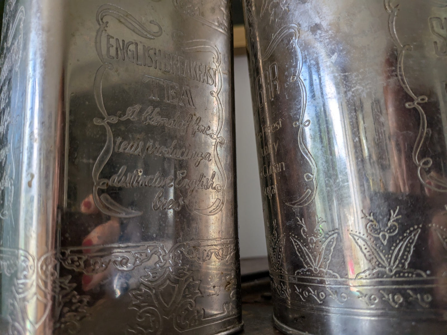 Vintage Canister Set Finest Quality Cuban Sugar, Coffee, Fine Teas Silver Metal