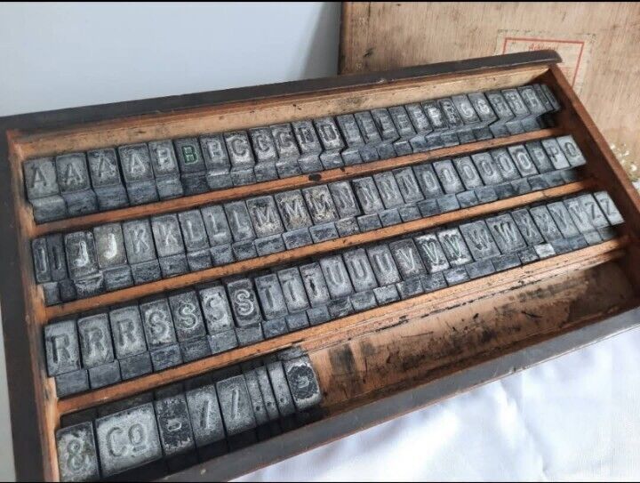 Boxed set Letterpress Printers Type Printing blocks complete numbers alphabet