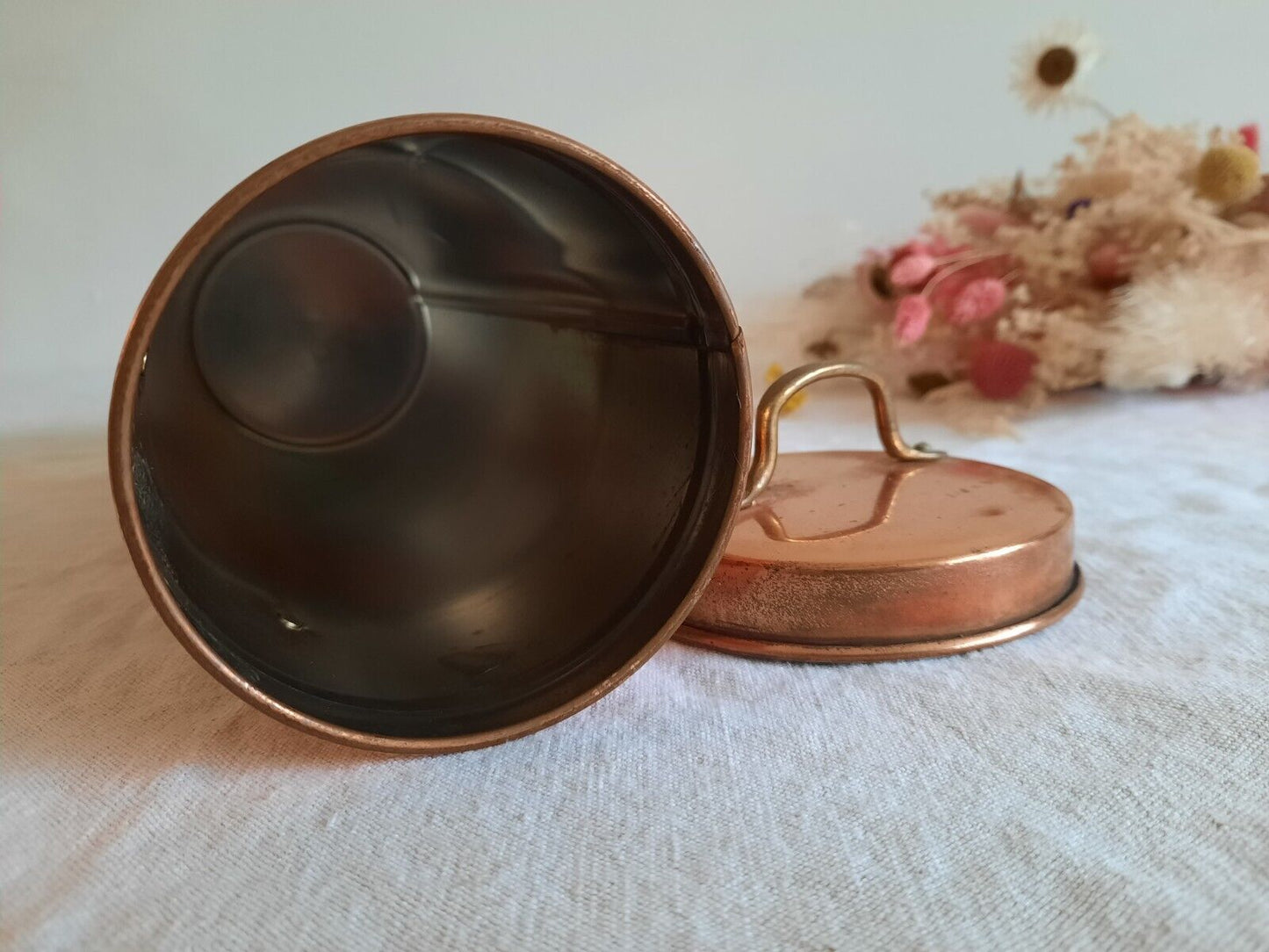 Vintage Tall Copper "Pasta" Tin Container Brass Lettering Jar Display Prop Old