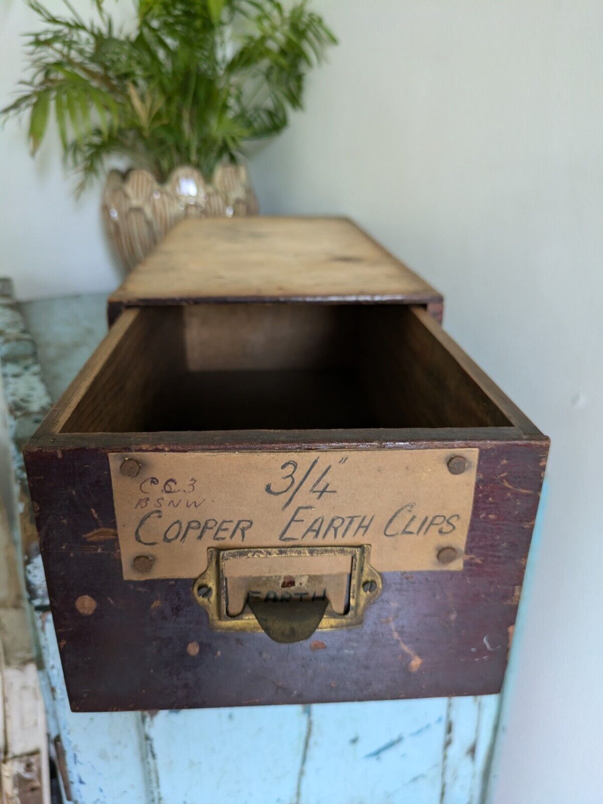 Vintage Wood Drawer Index Card File Library Cabinet Furniture Desk Storage Offic