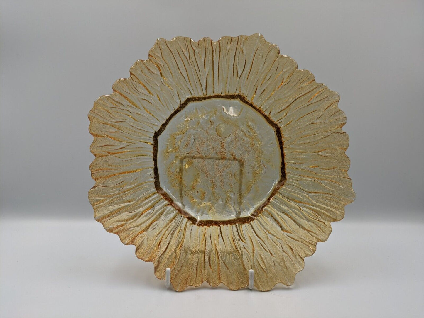 Vintage Anchor Hocking Style Sunflower Salad Plate in Amber Glass Retro Vgc Rare